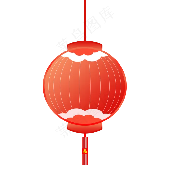 中国风 手绘 卡通元素 传统 复古红 灯笼装饰 PNG 免抠 