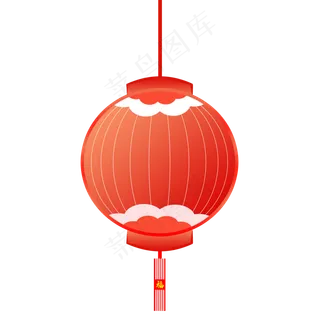中国风 手绘 卡通元素 传统 复古红 灯笼装饰 PNG 免抠 
