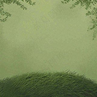 春天手绘绿草绿树