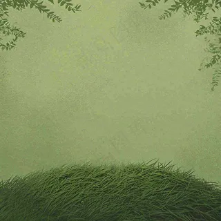 春天手绘绿草绿树