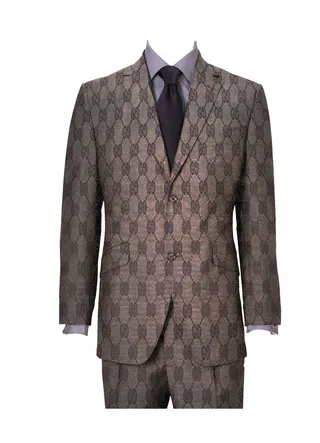 褐色条纹正装全身照