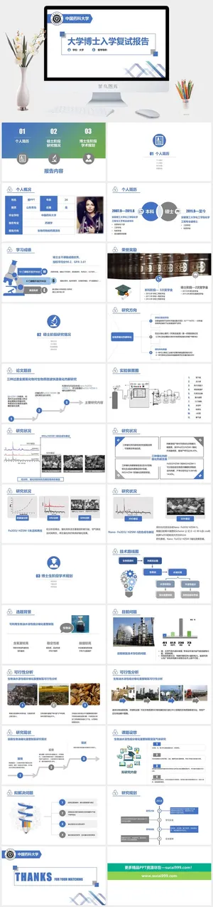 中国药科大学博士复试报告个人简历PPT模板预览图