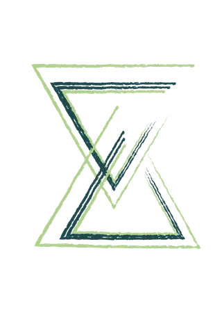 绿色八字形几何画册插画免抠素材