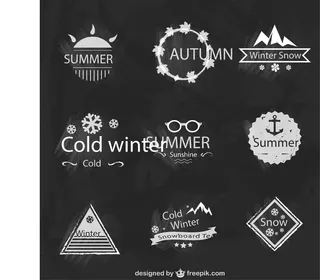 免抠粉笔绘度假标签