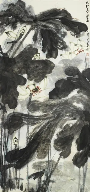 张大千荷花水墨国画图片 张大千荷花水墨国画图片