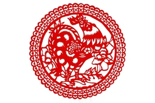中国风2017年鸡年剪纸圆图