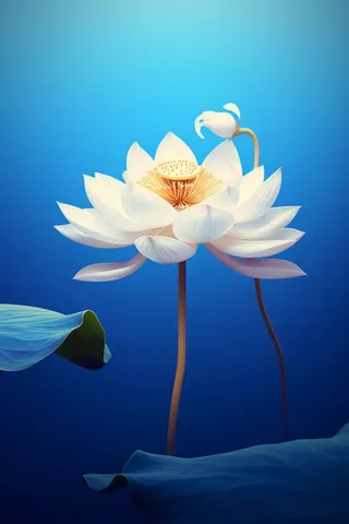 蓝色简约大气荷花意境背景