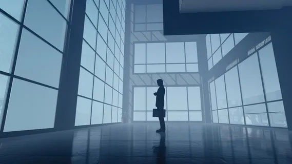 有投资组合的商务人士的剪影