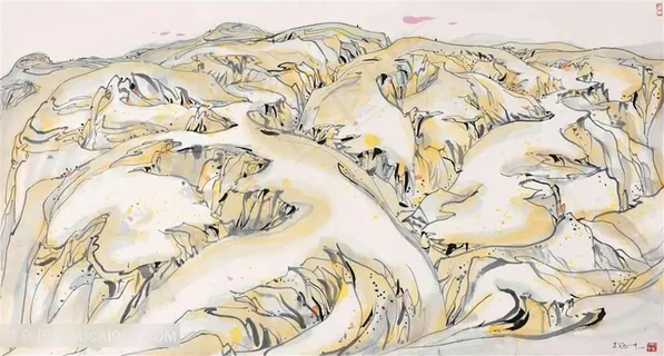 吴冠中手绘国画山脉装饰画