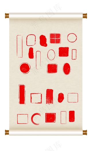 中国风印章卷轴边框元素合集