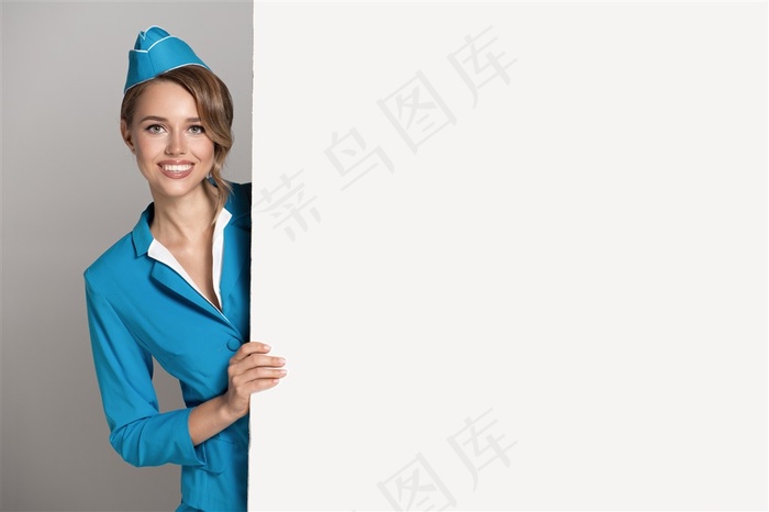 漂亮金发空姐特写高清图片