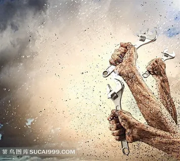 握着扳手的手创意图片