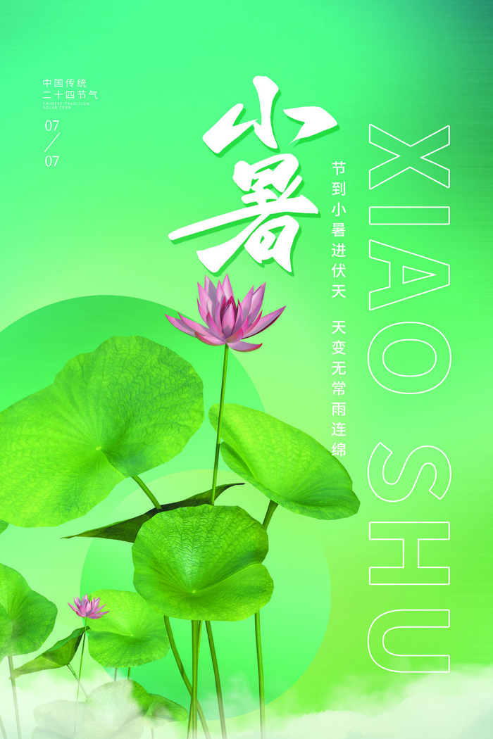 小暑节气海报3D荷花素材