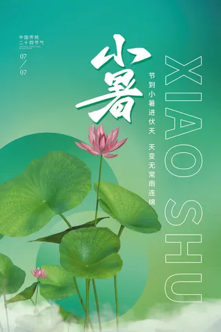 小暑节气海报3D荷花素材