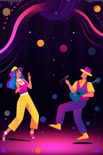 音乐扁平插画晚会背景