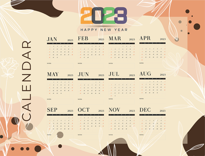 2023日历 2023年挂历 兔年日历 ai矢量模版下载