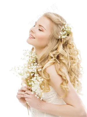 开心的金发美女美容图片