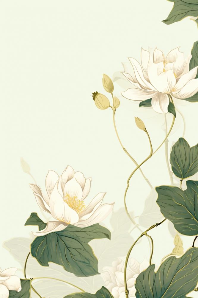 简洁淡雅荷花绿色清新背景