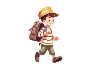 卡通男孩追逐奔跑元素