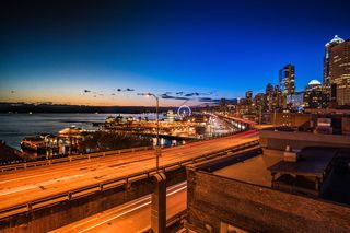 高清唯美城市夜景江边夜景