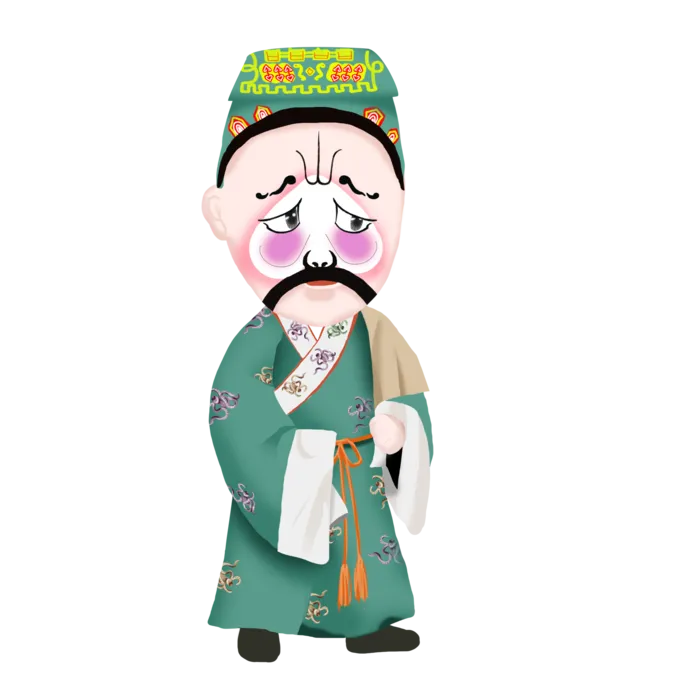 卡通京剧戏剧人物脸谱插画PNG图片 国潮中国风Q版戏剧人物PS素材