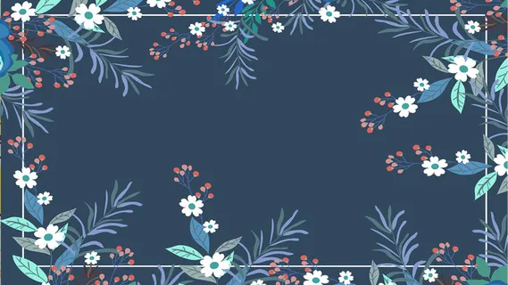 绿叶鲜花图框背景图片