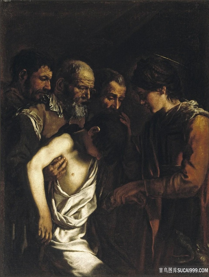 老人聚集人物油画装饰画