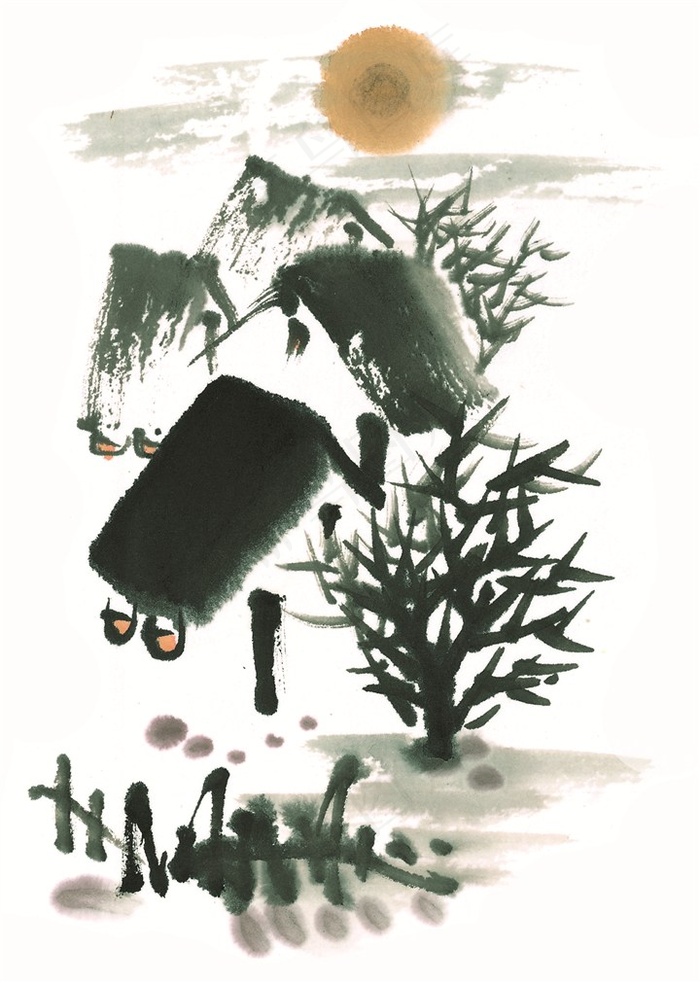 大山石头艺术绘画素材