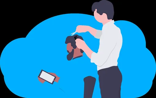 2.5d理发插画小图标素材