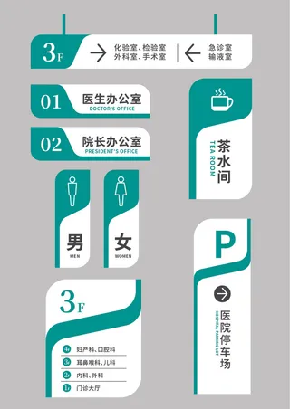 绿色医院场景场所专用导视牌
