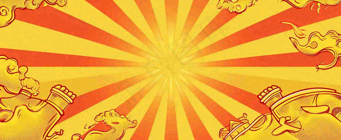 红黄渐变放射形状，金黄背景(1712x704)