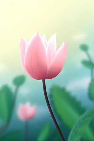 粉蓝色清爽夏日大气花朵扁平背景