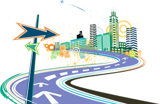 城市道路图卡通简笔