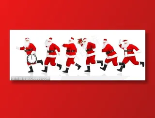 排队泵跑的拿着时钟的圣诞老人