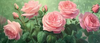 绿色背景下美丽的粉红玫瑰阳光照耀着它错综复杂的花卉布置壮观的背景