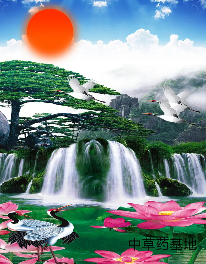 迎客松风景图psd模版下载