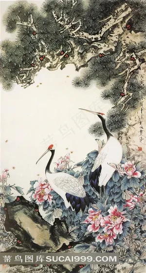 国画丹顶鹤图片 国画丹顶鹤图片