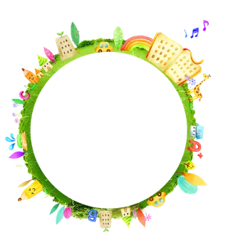 圆形框绿色卡通简笔