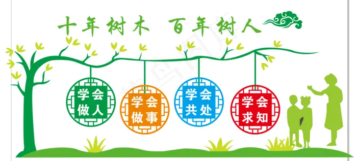 十年树木 百年树人cdr矢量模版下载