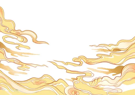 中国风国潮祥云插画手绘云彩图案海报云层装饰背景PSD设计素材