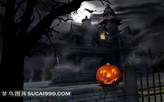 万圣节南瓜灯城堡黑暗卡通图片