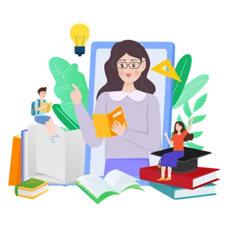 网课直播课教育人物矢量图_元素