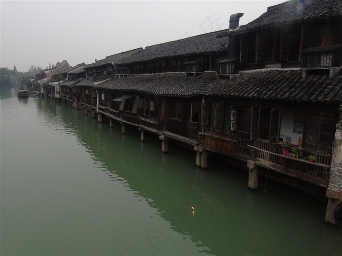 浙江桐乡乌镇烟雨风景素材图