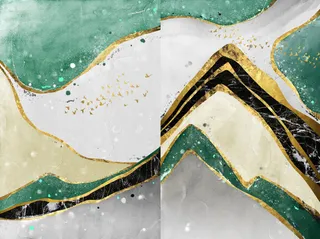 两联抽象大理石装饰画