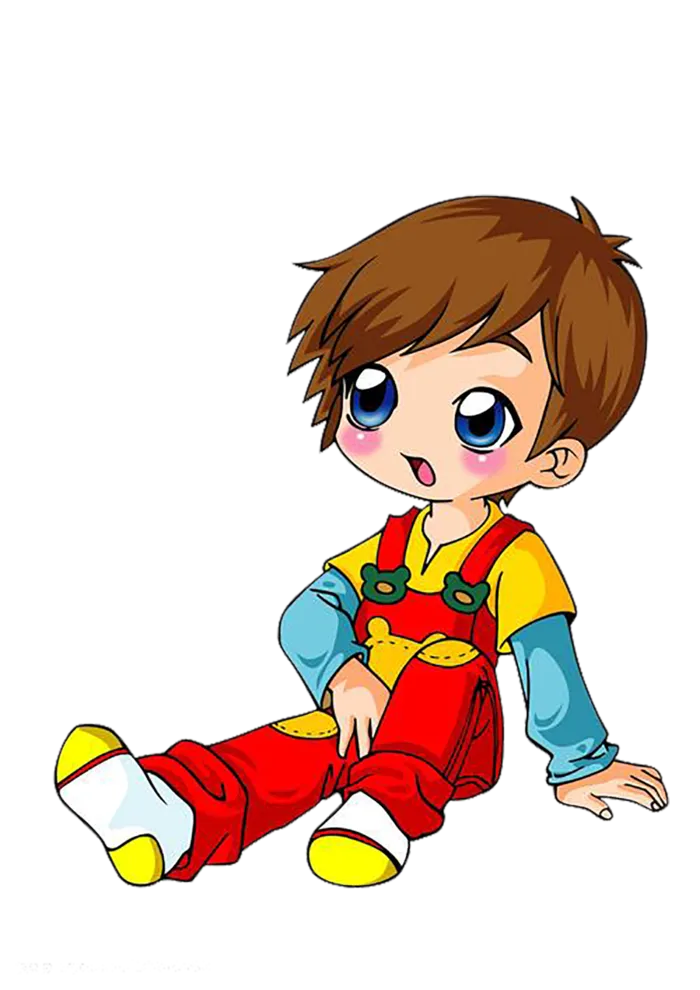 卡通小女孩坐着