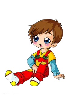 卡通小女孩坐着