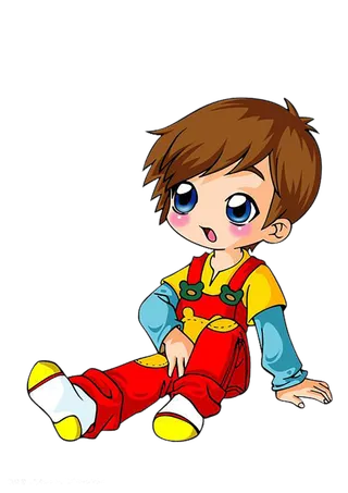 卡通小女孩坐着