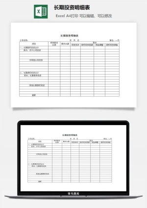 长期投资明细表excel模板
