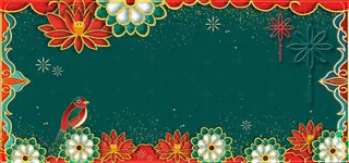 中国风国潮宫廷复古祥云锦鲤花卉扇子BANNER海报背景PSD素材