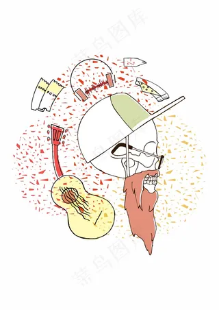 潮酷骷髅头 弹吉他留胡子